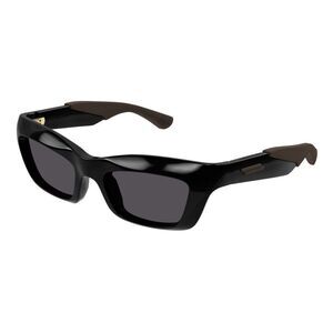 Bottega Veneta Sunglasses Rectangle Full Rim, Black Frame and Grey Lens